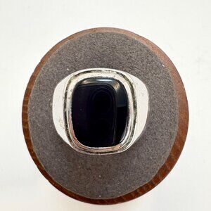 VTG Sterling Silver 925 Black Onyx Tapered Band Statement RIng Size 8.75